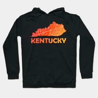 Colorful mandala art map of Kentucky with text in red and orange Hoodie